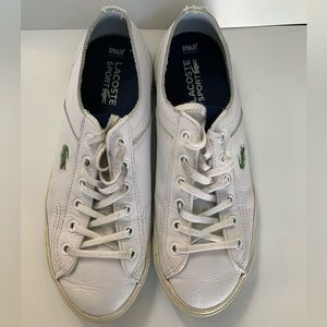 Ladies white leather Lacoste Sport runners.  Size 7.5.  Gently worn.
